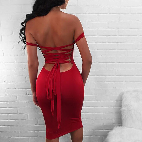 Tube top Spaghetti Straps Backless Slim Bodycon Dress