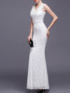 Celebrity V-Neck Plain Lace Mermaid Evening Dress