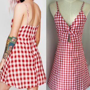 Sexy Suspender Plaid Print Dress