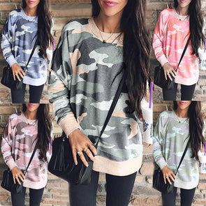 Camouflage Printed Long Sleeve Sweater