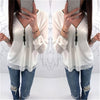 Women's V-neck zipper solid color long-sleeved chiffon shirt