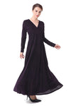 V-Neck Velvet Evening Dress