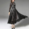 Bow Collar Lace Long-Sleeved Evening Dress