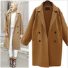 Fashion Pure Color Long Sleeve Lapel Woolen Coat