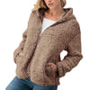 Split  Zipper Hooded Long Sleeve Plush Coat