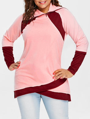 Solid Color Zipper Long Sleeve Sweatshirt