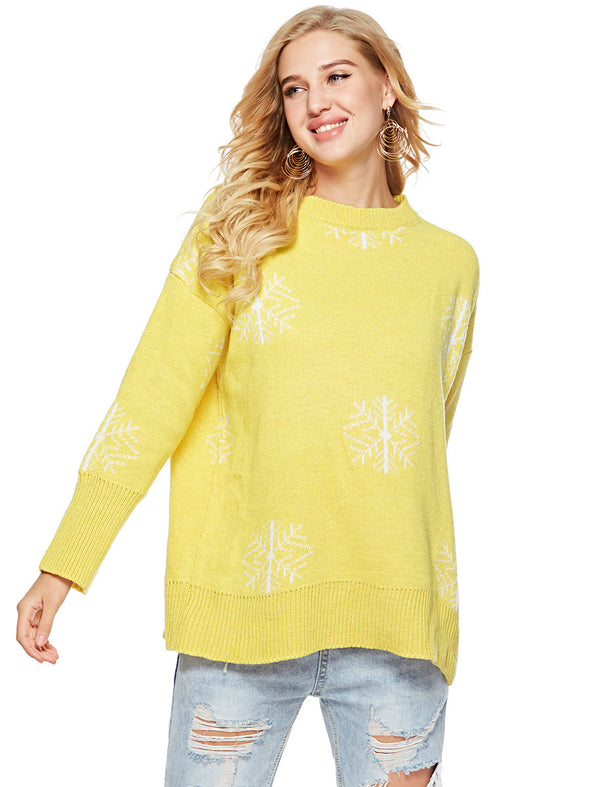 New Snowflake O Neck Sweater