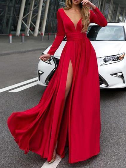 Women's V-neck Slim Sexy Evening Dress