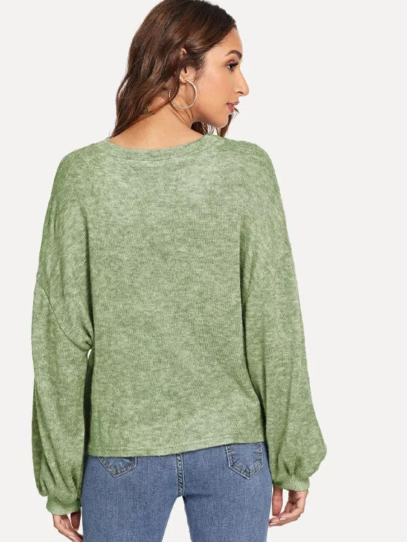 Pure Color Long Sleeve Round Neck Sweatshirt