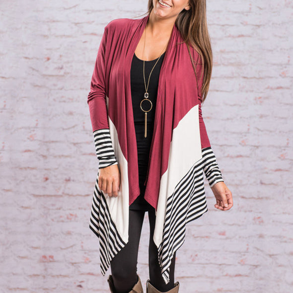 Fashion Early Autumn Stripe Printed Cardigan