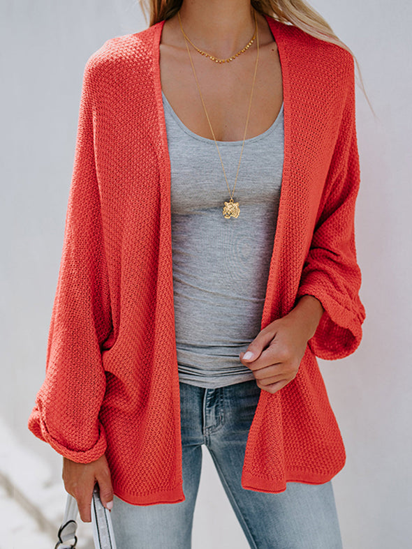 Solid Color Long Sleeve Knit Cardigan Sweater Coat