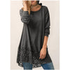 Hooded Bottoming Long-Sleeved Lace Stitching T-Shirt