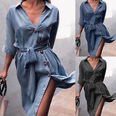 New Casual Strap Denim Dress