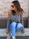 Solid Color Knitting Round-neck Sweater Tops