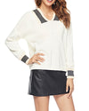 V-neck Contrast Long-Sleeved Sweater