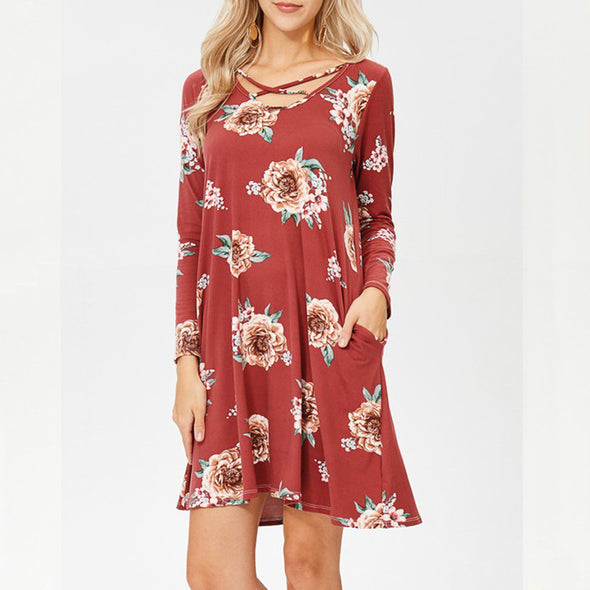 Women's O-neck Loose Dress