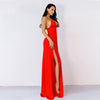 Deep V sling Split Red Party Evening Dress