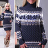 Snowflake Printing High Neck Collar Long Sweaters