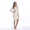 Women Slash Neck Cotton Long Knitted Dress Casual Long Sleeve Dresses