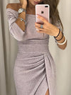 Women's One-Necked Irregular Split Bodycon Dress