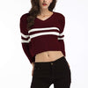 V-Neck Striped Color Matching Sweater