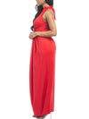 Band Collar Ruched Plain Evening Dress