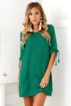 Simple Solid O-Neck Short Sleeve Chiffon Shift Dress