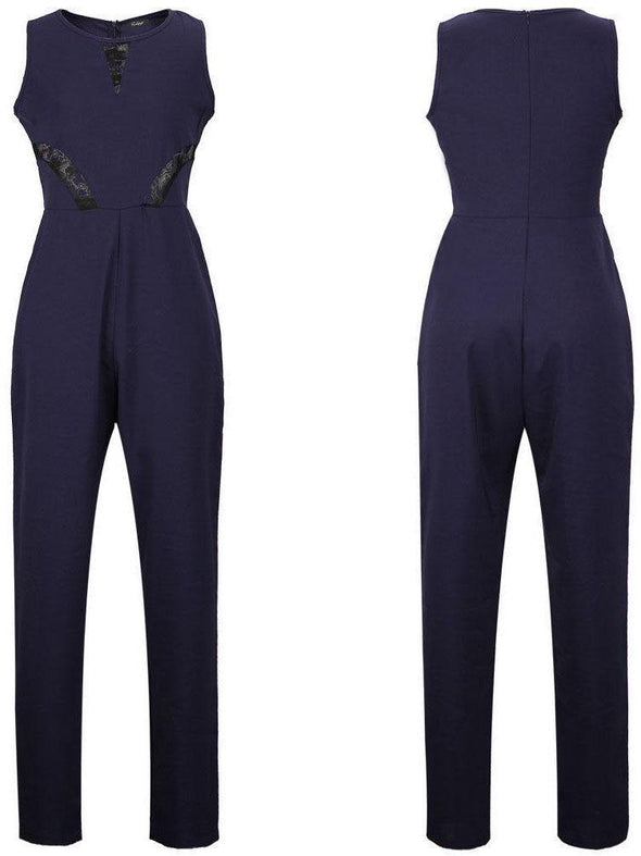 Fashion Slim Fit Zipper Lace Jumpsuit