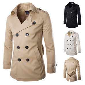 New Cotton Double-breasted Boutique British Men's Trench Coat