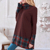 High Collar Plaid Long Sleeve Sweater