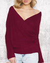 V-Neck Long-Sleeved Solid Color Sweater