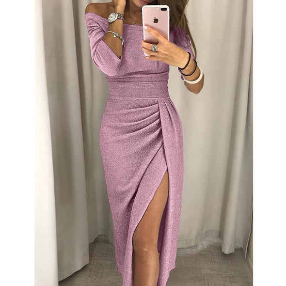 Women's One-Necked Irregular Split Bodycon Dress