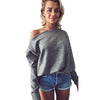 Off Shoulder Pure Color Long Sleeve Sweatshirt