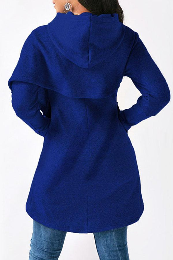 Asymmetric Hem Loose Fitting  Plain Hoodies