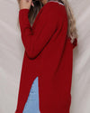 V-Neck Colorblock Long Sleeve Split-Knit Sweater