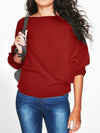 Women Loose Knitted Bat-Wing Sleeve Casual Jumper Type Sweater