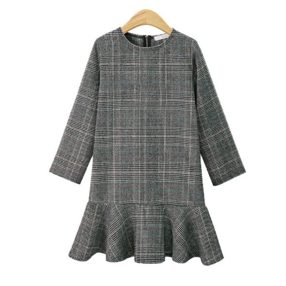 Women's long sleeve round neck plaid top