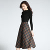 Woolen Plaid High Waist A-Line Skirt