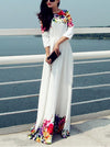 Printed Floor Length White Evening Dress