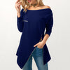 Zipper Off Shoulder  Split Long Sleeve Sweatshirt