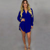 Women's Long Sleeve V-neck Irregular Chiffon Shirt Dress