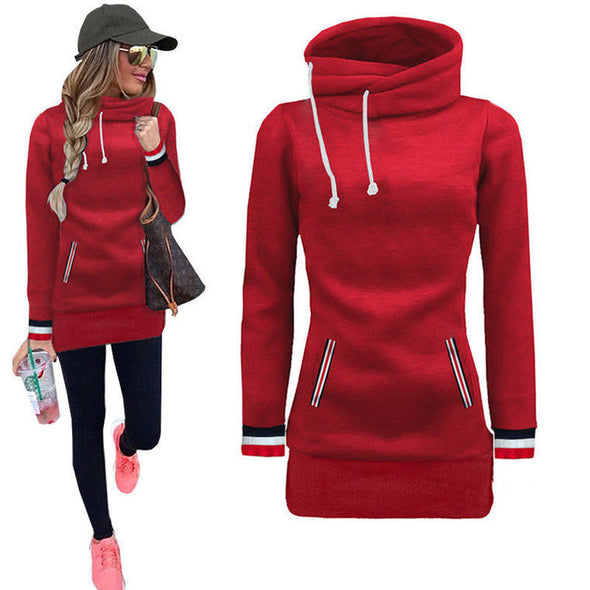 Long Sleeved Solid Color Hooded Sweatshirt