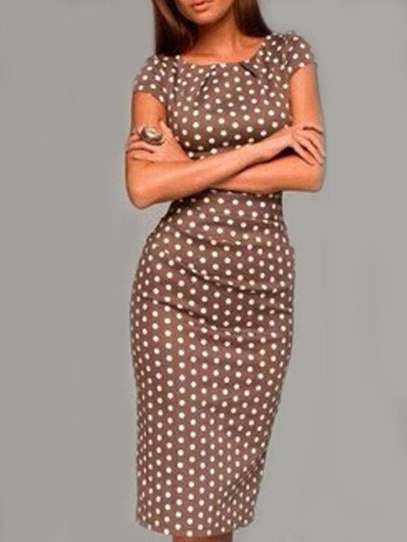 Sexy Polka Dot Short Sleeve Bodycon Dress