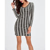 Black And White Striped Knit Bodycon Dress