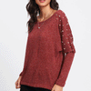 Round Neck Long Sleeve Pearl Knit Sweater