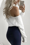 Asymmetric Neck  Asymmetric Hem  Plain Sweaters