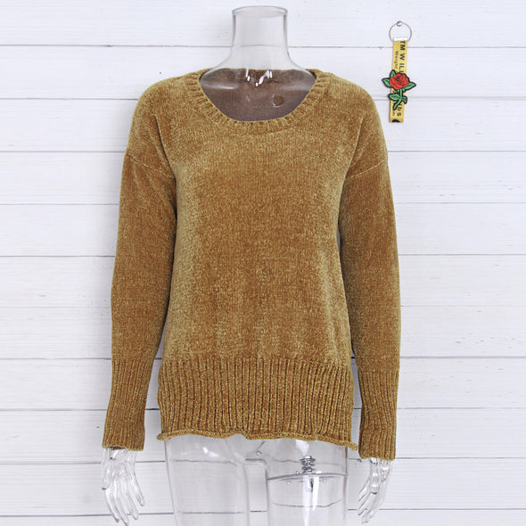 Solid Color Bat Sleeve Loose Sweater