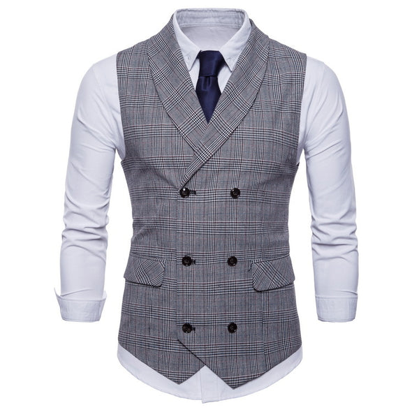 New British Style Business Fashion Slim Casual Lattice Suit Vest