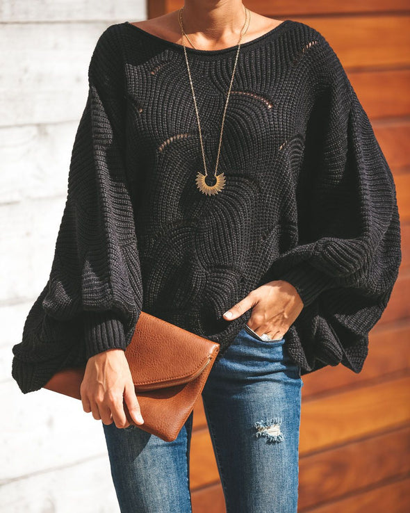 Loose Long Sleeve Openwork Sweater