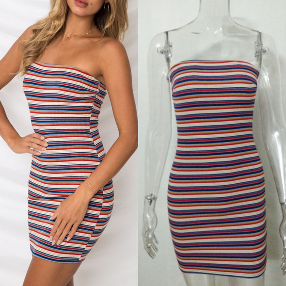 Sexy Striped Wrap Dress